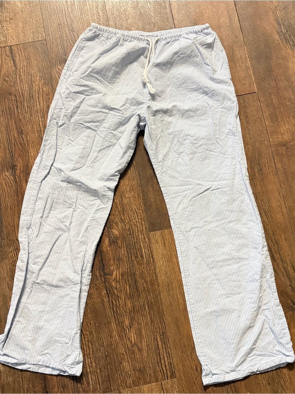 Brandy Melville Cotton Striped drawstring pants blue/ white - Picture 2 of 5